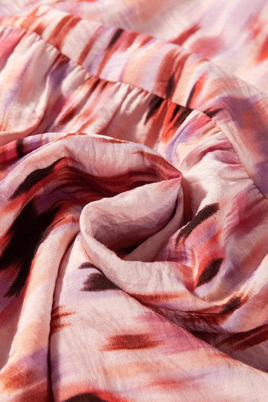 Abstract Watercolor Tie Dye Tiered Skirt - 2