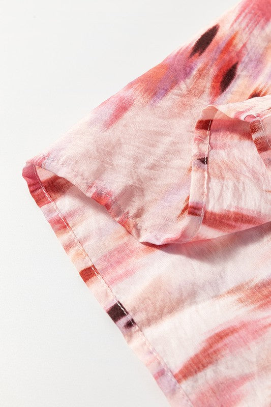 Abstract Watercolor Tie Dye Tiered Skirt - 2
