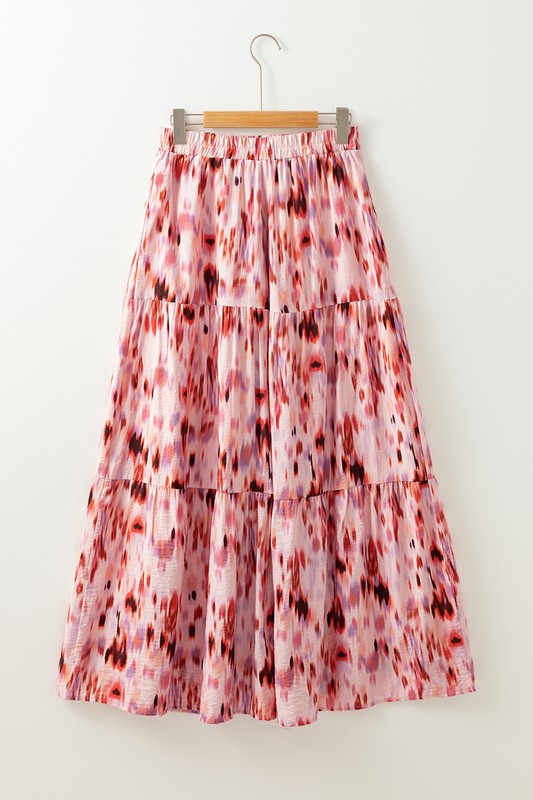 Abstract Watercolor Tie Dye Tiered Skirt - 2