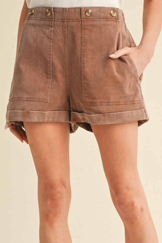 Toffee Brown Pocket Shorts