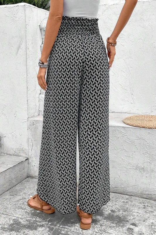 Floral Wide Leg Slit Pants - 2