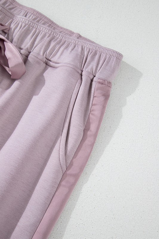 Satin Stripe Lilac Athleisure Pants