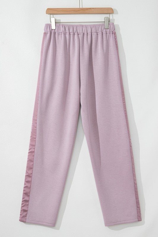 Satin Stripe Lilac Athleisure Pants