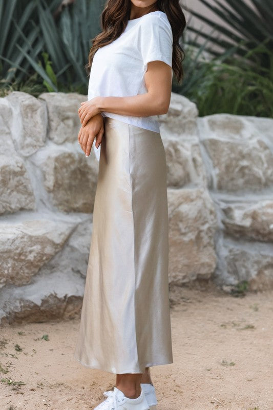 Silver Satin Skirt