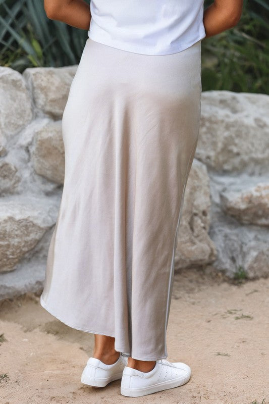 Silver Satin Skirt