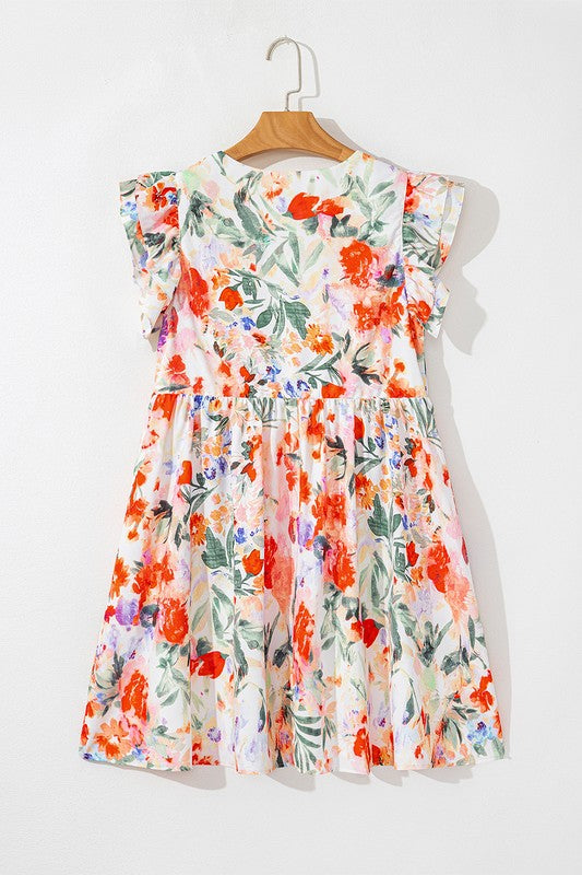 Floral Double Ruffle Mini Dress