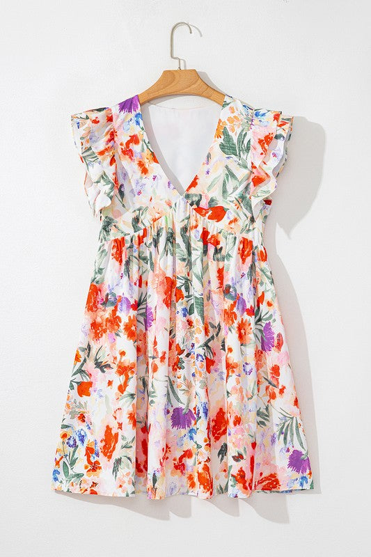 Floral Double Ruffle Mini Dress