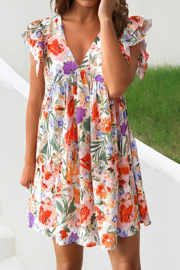 Floral Double Ruffle Mini Dress