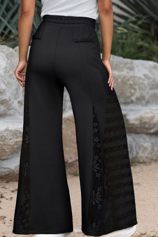 Lace Patchwork  Wide Leg Pants