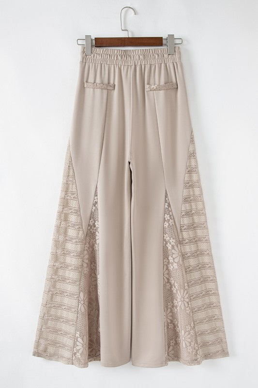 Lace Patchwork  Wide Leg Pants