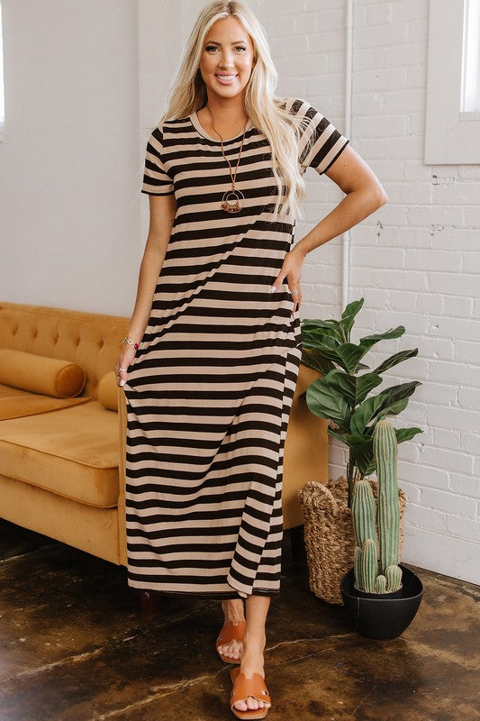 Black & Taupe Maxi Dress - 2