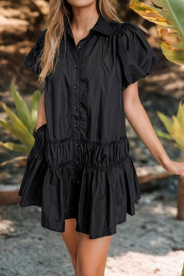 Black Shirt Button Dress