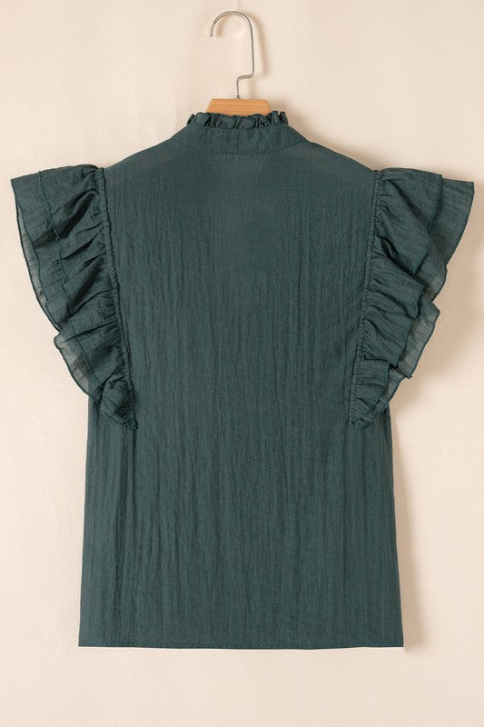 Jade Green Ruffle Blouse