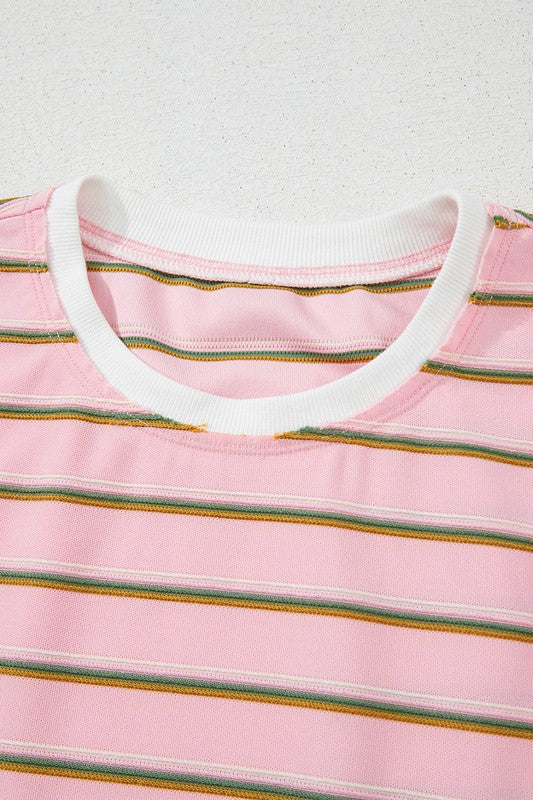 Pink Mix Stripe Lounge Set - 2