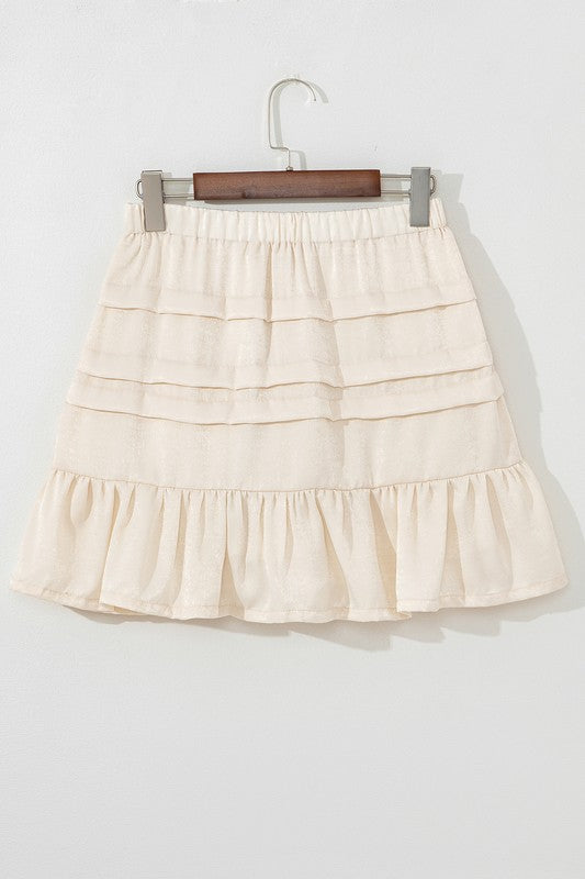 Beige Tiered Ruffle Spring Skirt