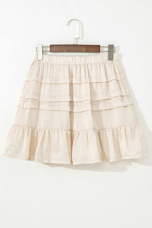 Beige Tiered Ruffle Spring Skirt