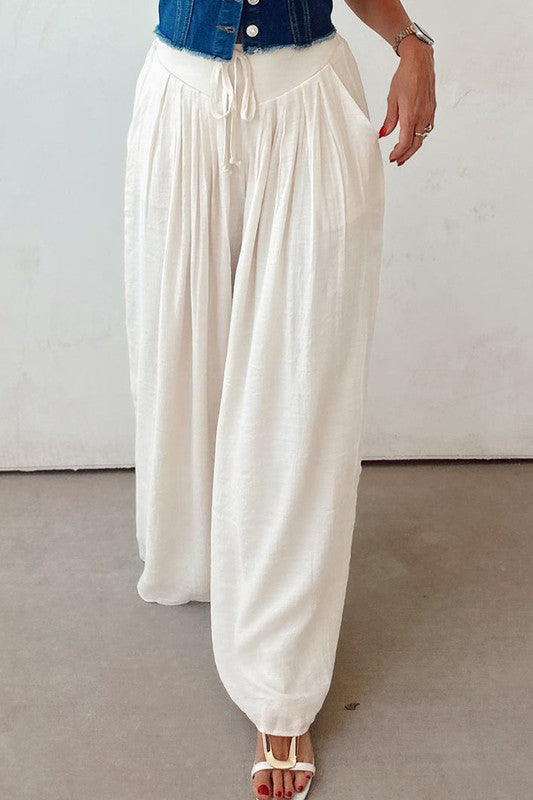 Drop Waist White Pants - 2