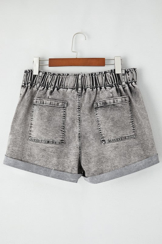 Gray Denim Cuff Shorts