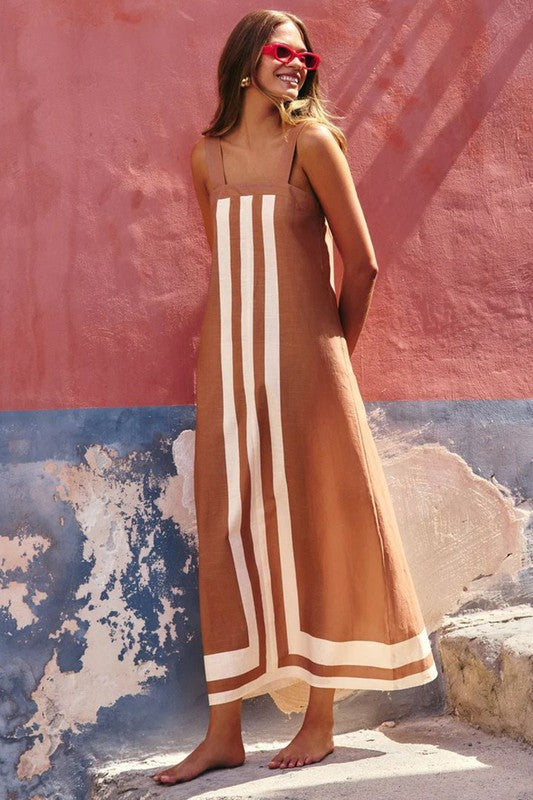 Contrast Panel Maxi Dress - 2