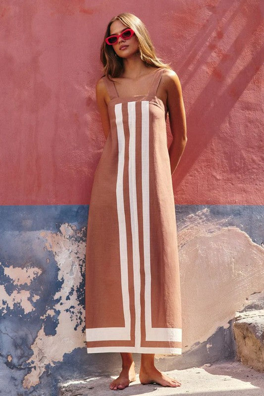 Contrast Panel Maxi Dress - 2