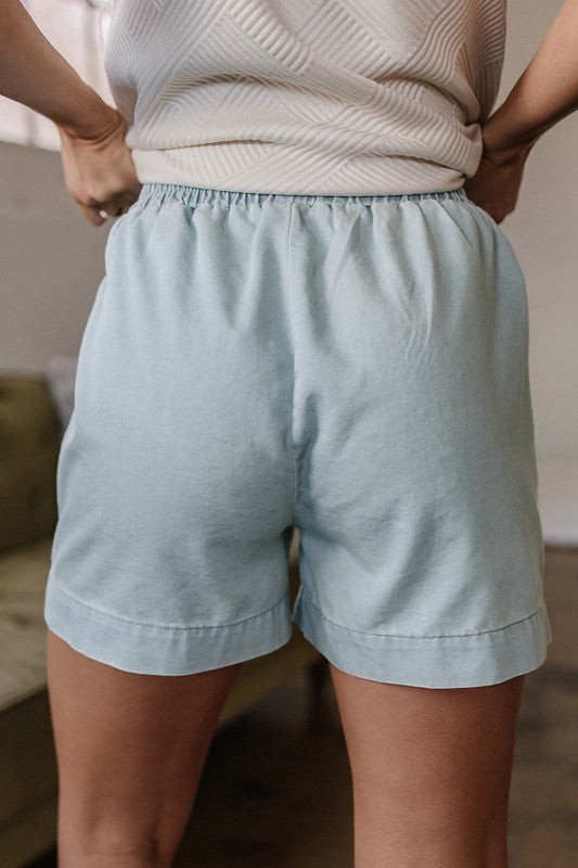 Blue Light Wash Denim Shorts