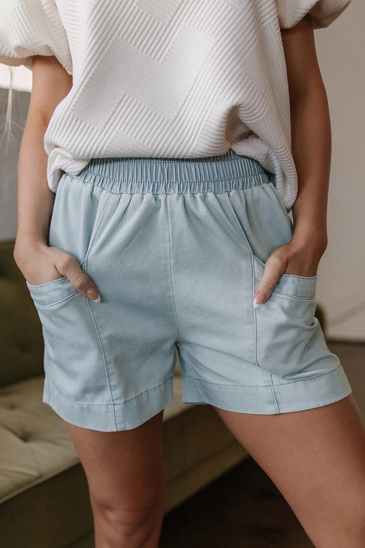 Blue Light Wash Denim Shorts