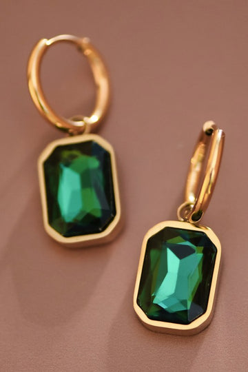 Green Stone 18K Gold Earrings