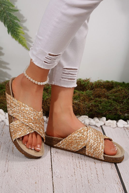 Criss Cross Woven Slip Ons