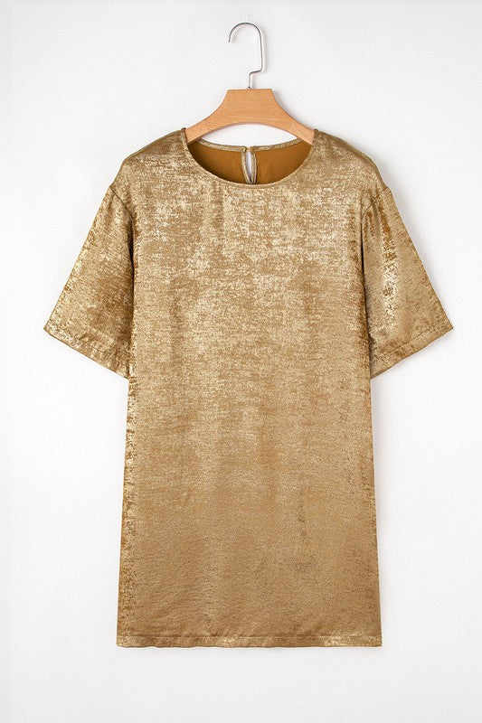 Metallic Luster Shift Dress