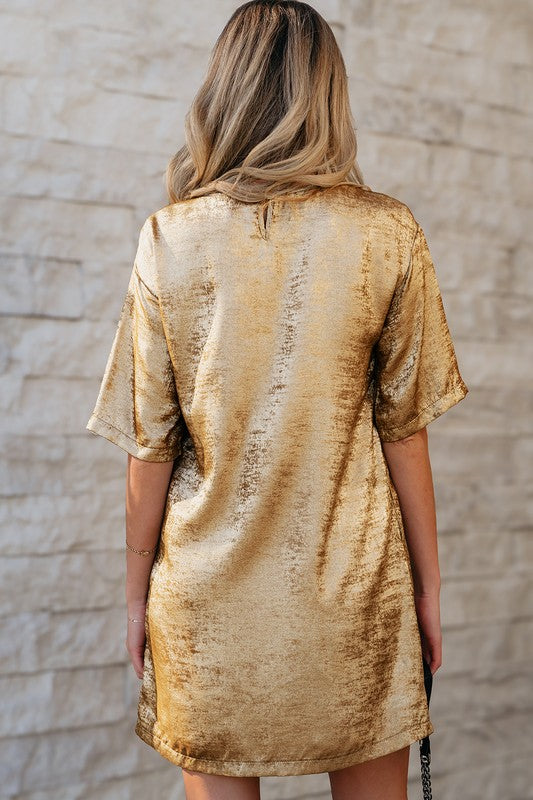 Metallic Luster Shift Dress