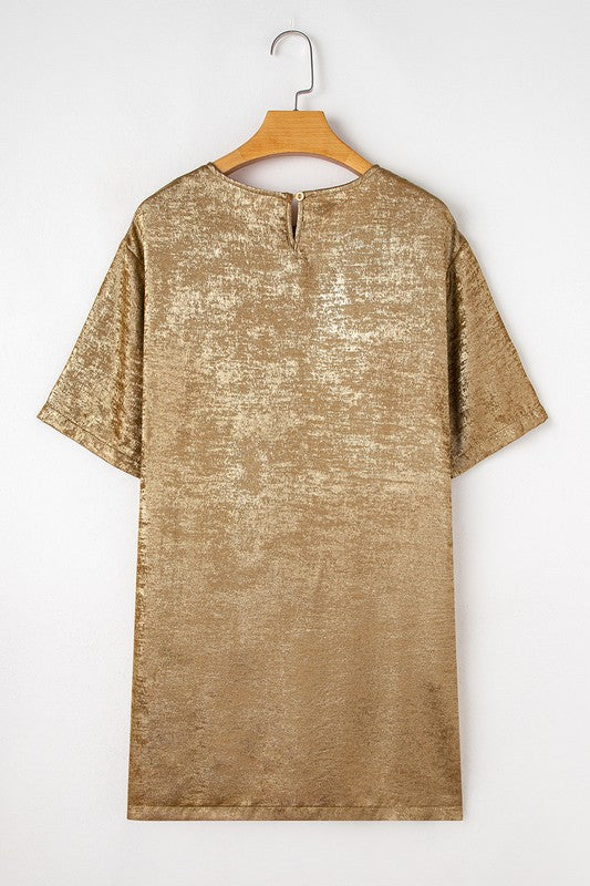 Metallic Luster Shift Dress