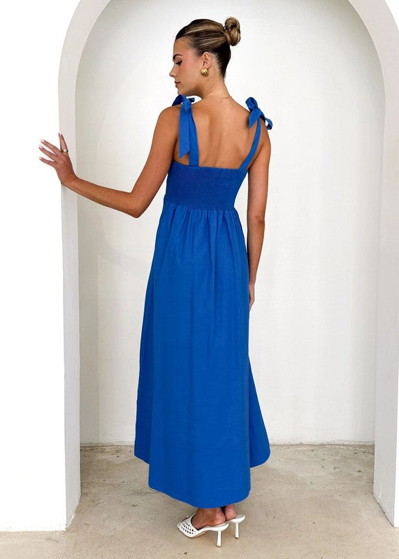 Solid Color Tie Sleeve Maxi - 2