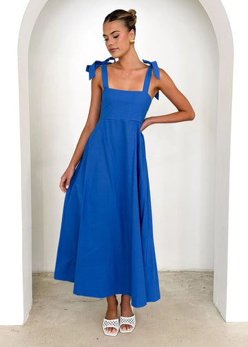 Solid Color Tie Sleeve Maxi - 2