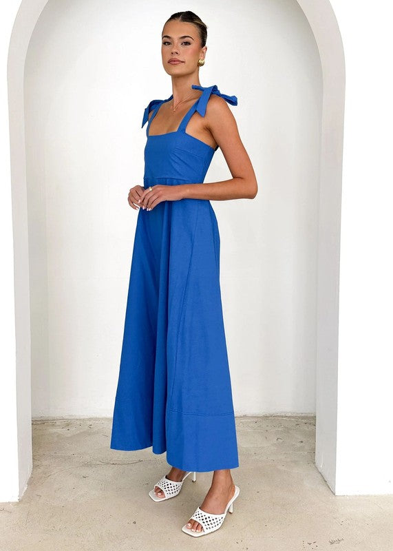 Solid Color Tie Sleeve Maxi - 2