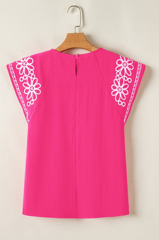 Pink & Embroidered Blouse