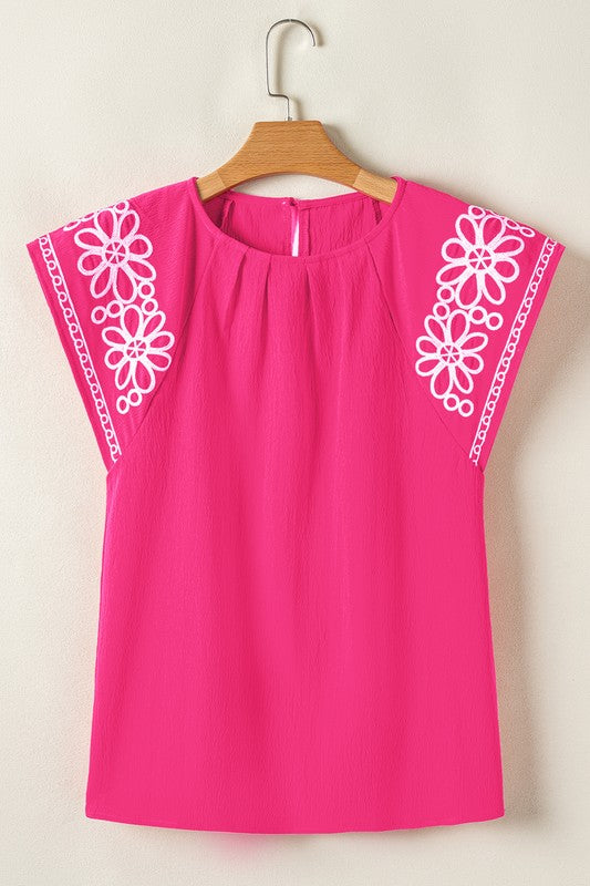 Pink & Embroidered Blouse