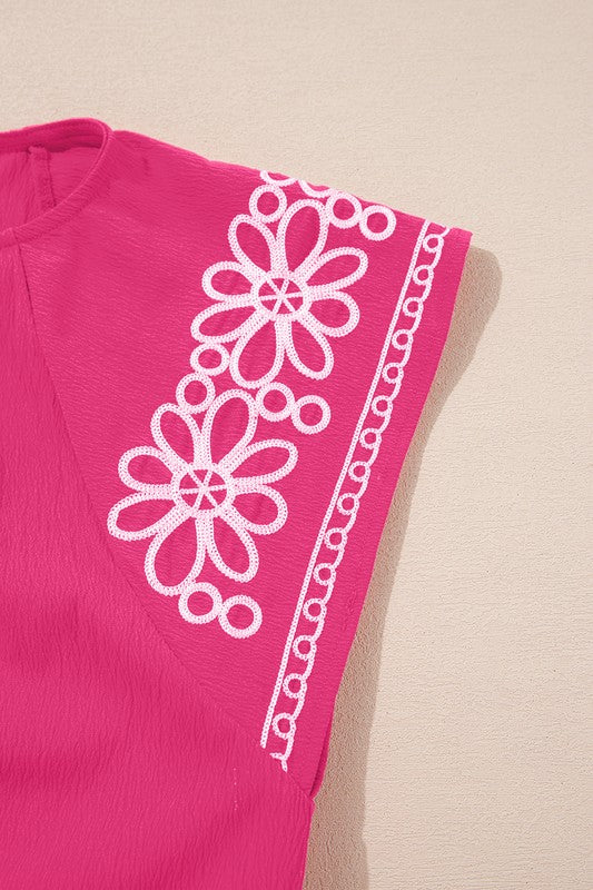 Pink & Embroidered Blouse