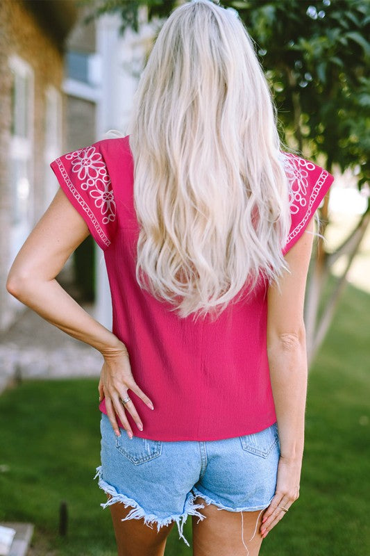 Pink & Embroidered Blouse