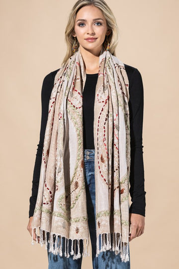 Ecru Artisan Fringe Scarf