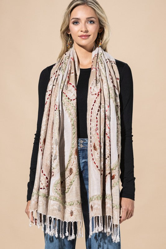 Ecru Artisan Fringe Scarf