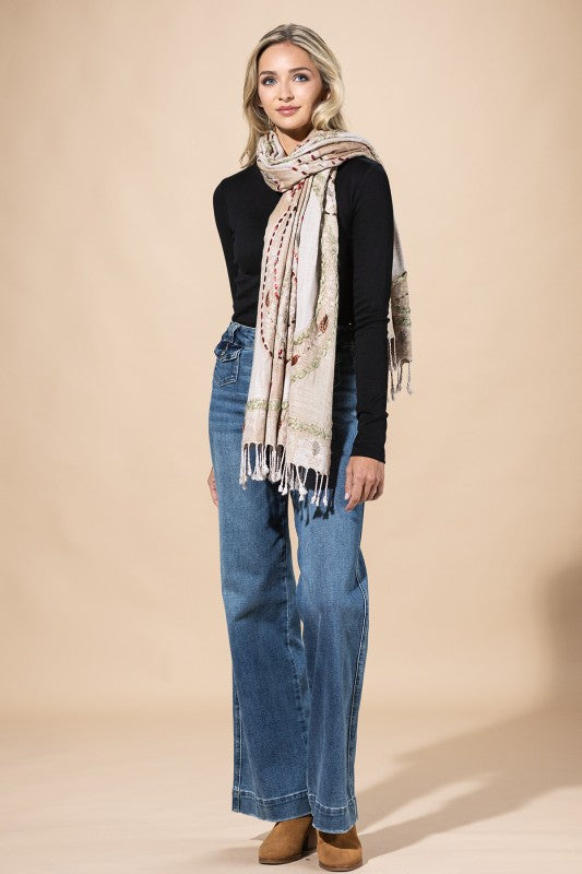 Ecru Artisan Fringe Scarf