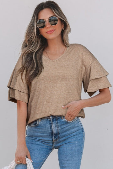 Solid Color Layered Sleeve Tee