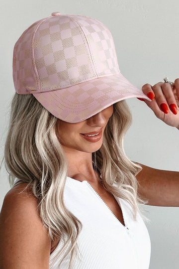 Pink Checkered Trucker Hat