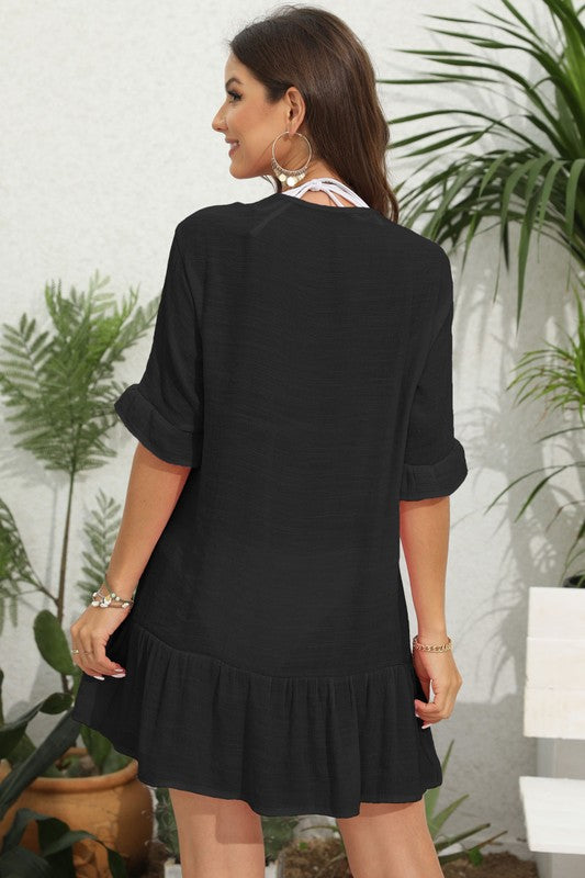 Ruffle Hem Cover Up Dress