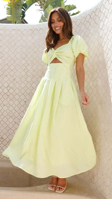 Yellow Twist Front Maxi