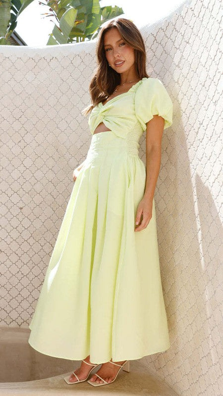 Yellow Twist Front Maxi