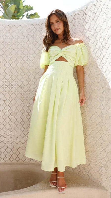 Yellow Twist Front Maxi