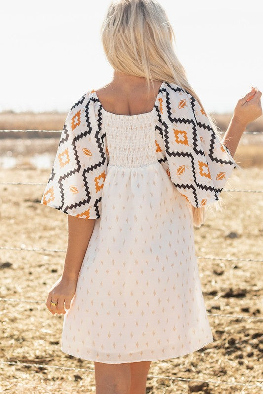 Pocket Geo Printed Sleeve Dress - 2