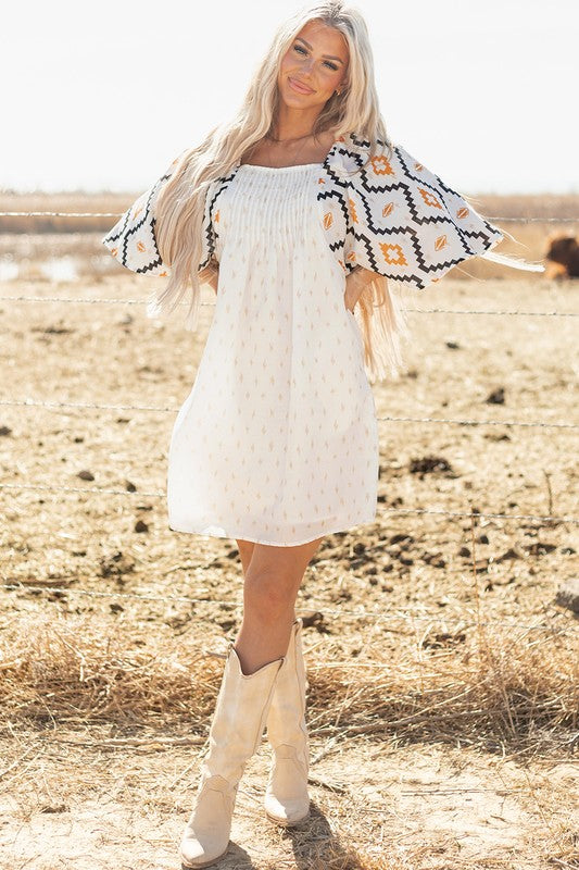 Pocket Geo Printed Sleeve Dress - 2