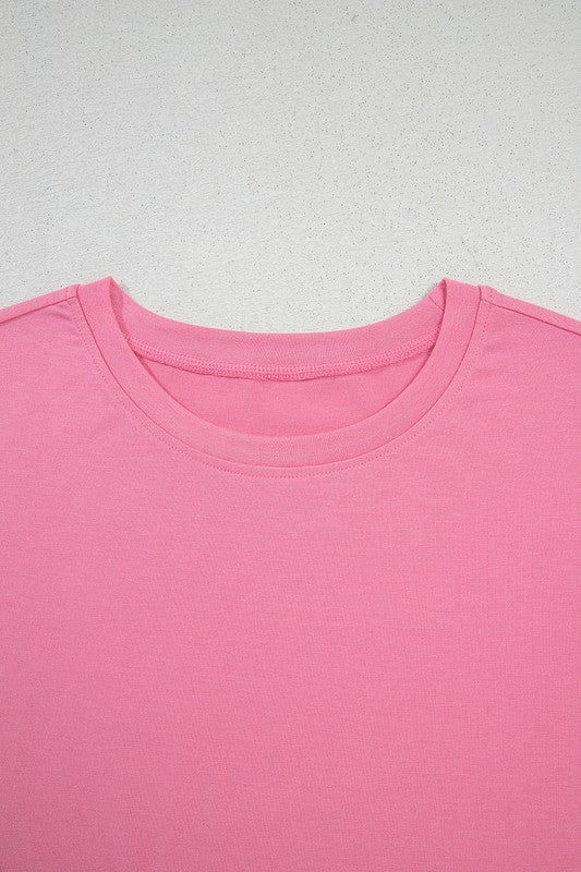 Pink Braided Cap Sleeve Tee